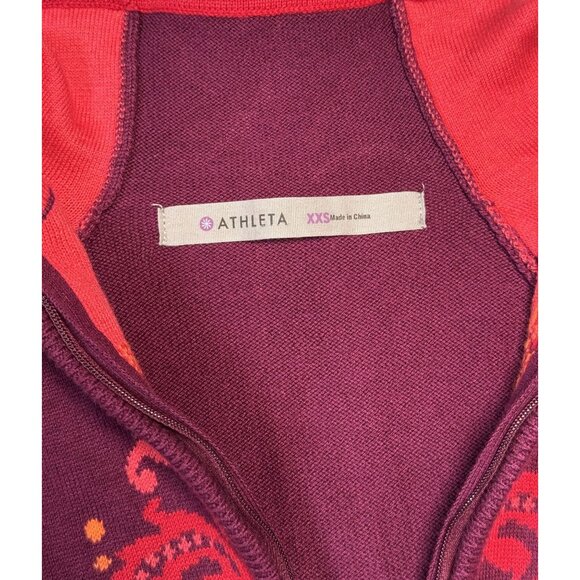Athleta Size XXS Womens Embroidered Quarter-Zip Pullover Cotton/Polyester Burgun - Picture 9 of 9